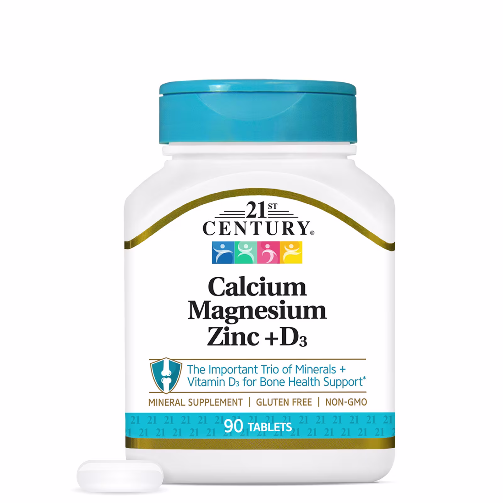 21st Century Calcium Magnésium Zinc + Vitamine D3 – 90 Comprimés
