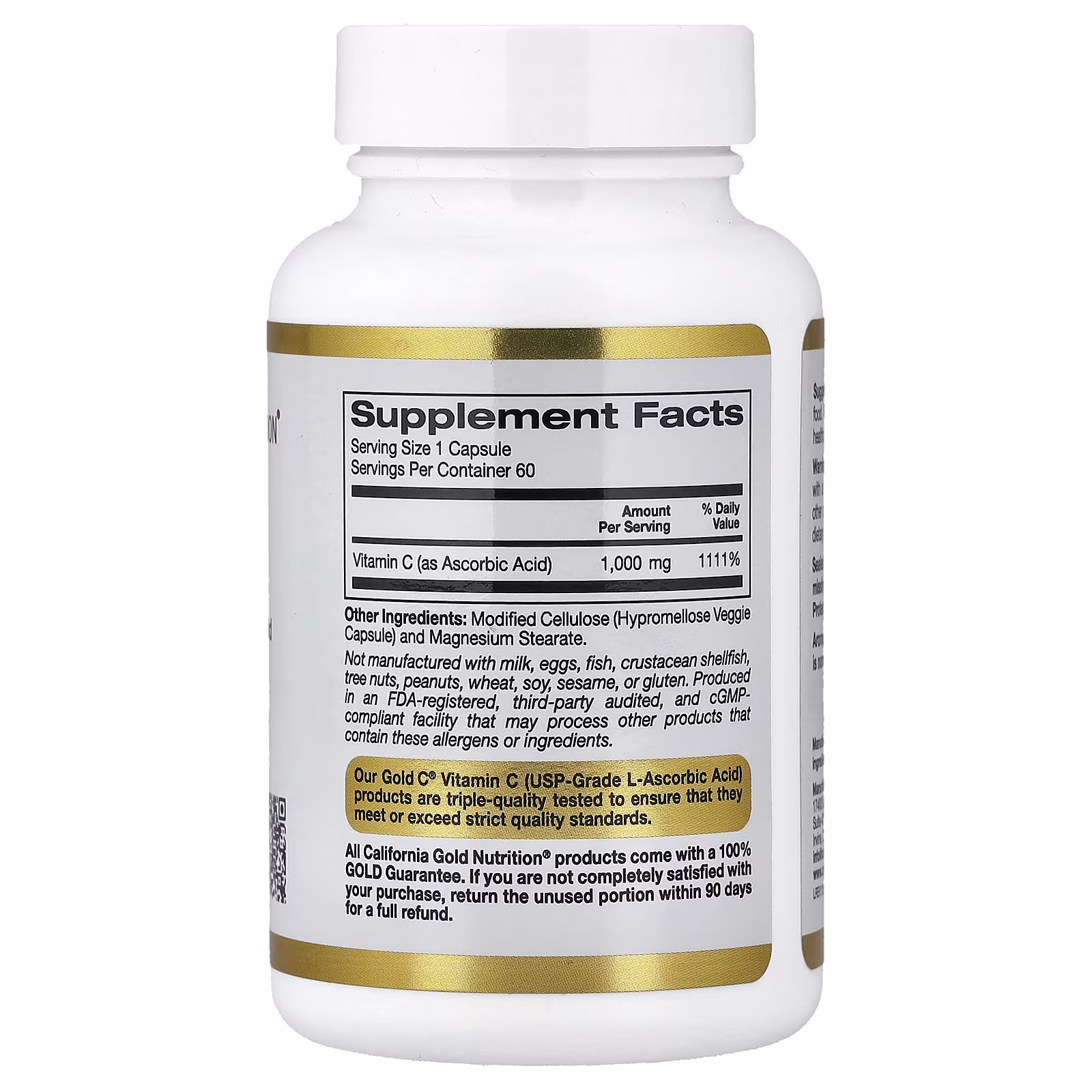 California Gold Nutrition Gold C™ Vitamine C 1000 mg – 60 Capsules Végétales