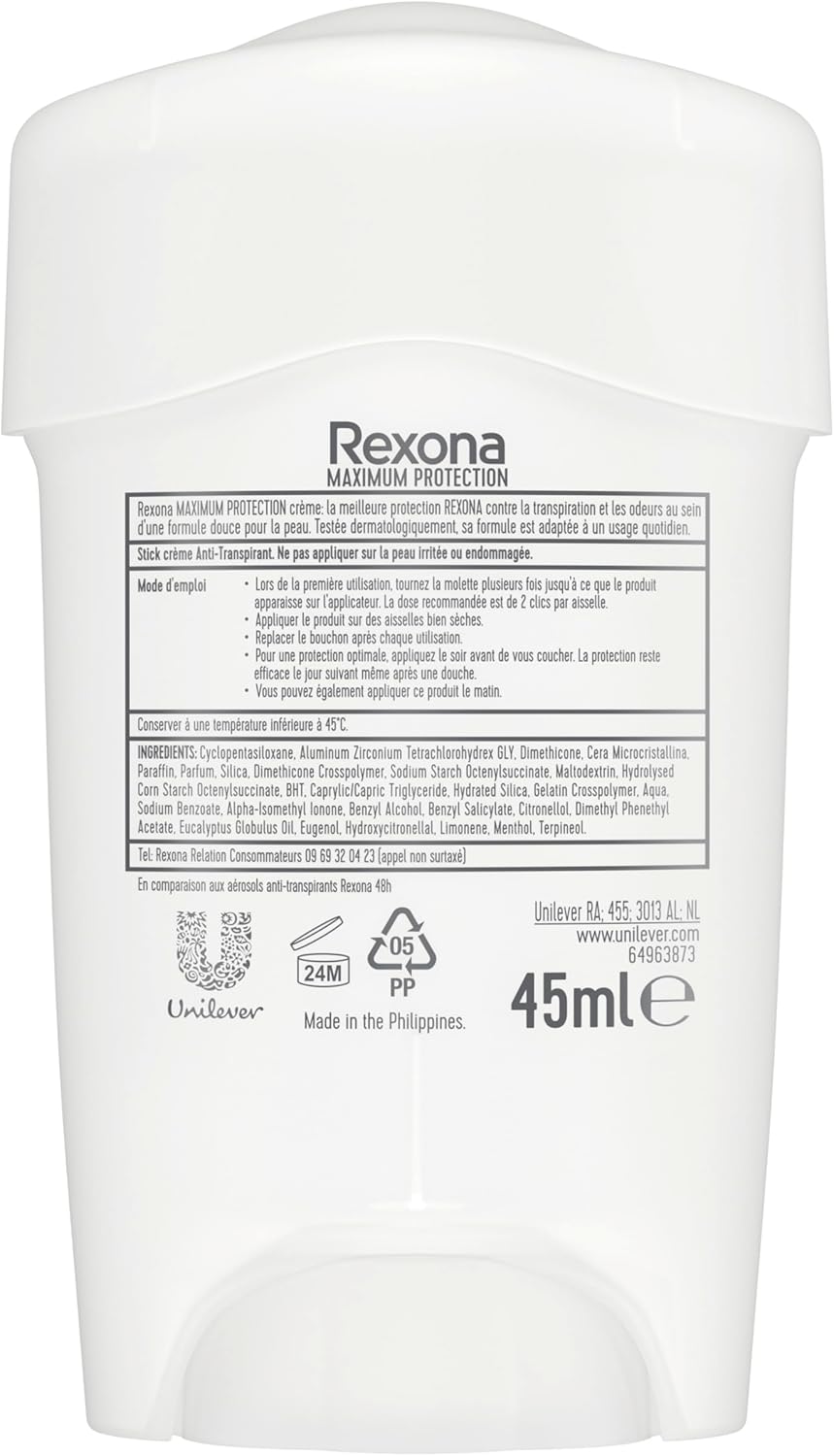 Déodorant Femme Clean Scent - Stick Anti-transpirant - 3x plus efficace contre la transpiration - Protection 96h - 45ml