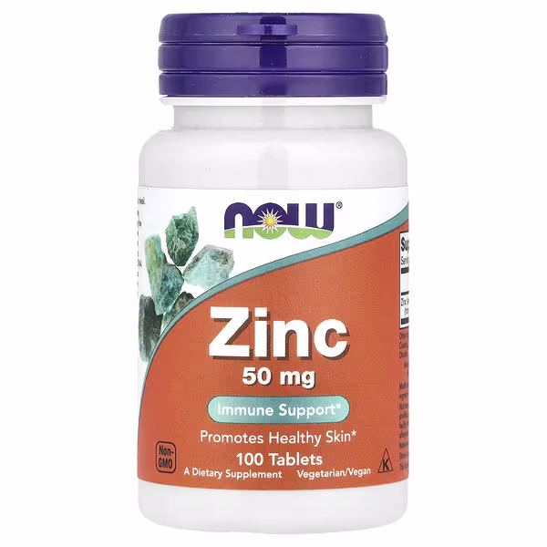 NOW Foods Zinc 50 mg – 100 Comprimés | Soutien Immunitaire